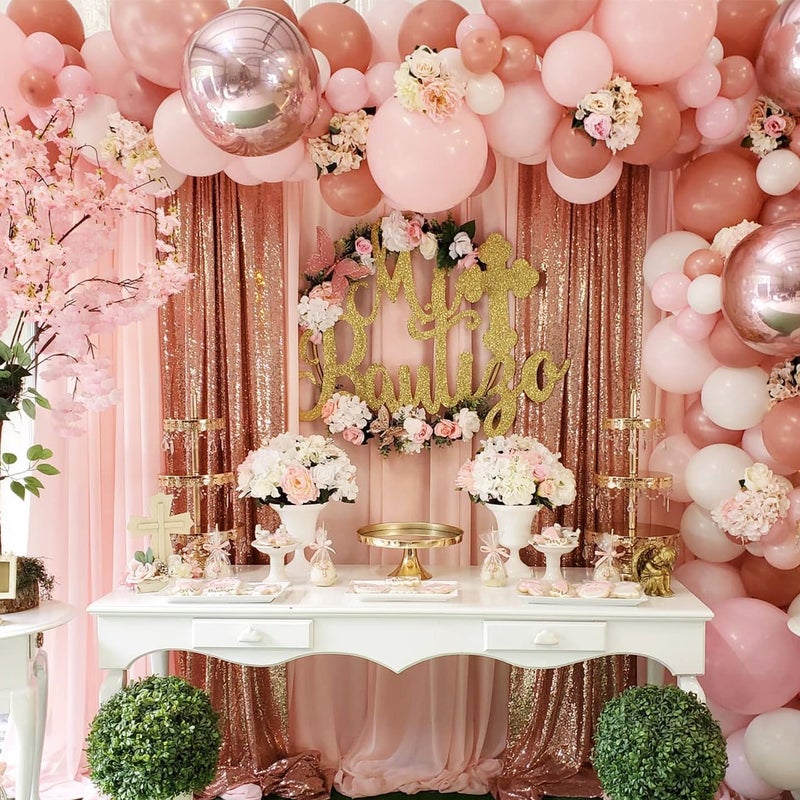 QueenDream Chiffon Curtain for Backdrop 10ft x 8ft Wrinkle Free Light Peach Backdground Curtain for Wedding Party Decor - Image 4